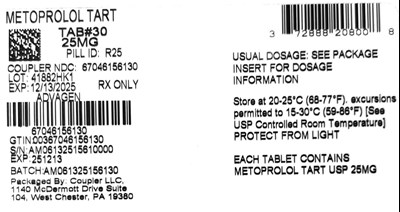 Label (72888 208 00 Metoprolol Tartrate 25mg 67046 1561 30)